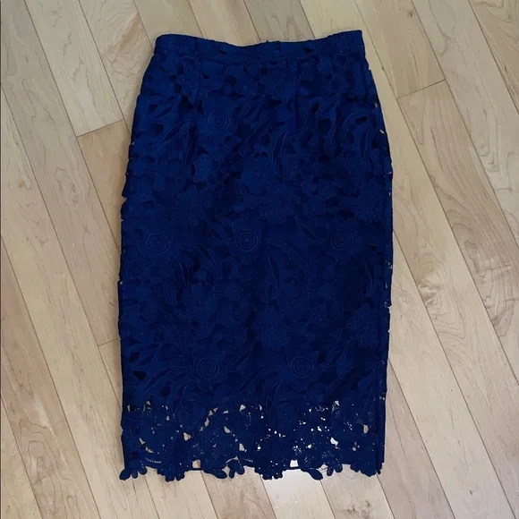 Rachel Parcell Midnight Blue Lace Pencil Skirt XS - Picture 3 of 9